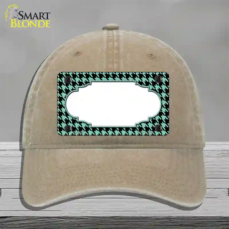 Mint Black Houndstooth Scallop Center Novelty License Plate Hat Unconstructed Cotton / Khaki