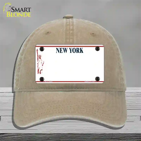 New York State Blank Novelty License Plate Hat Unconstructed Cotton / Khaki