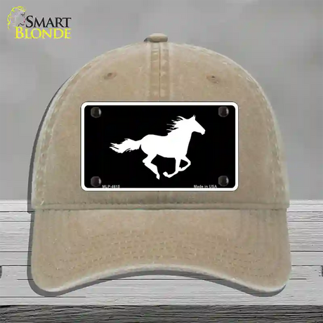 Running Horse Novelty License Plate Hat Unconstructed Cotton / Khaki