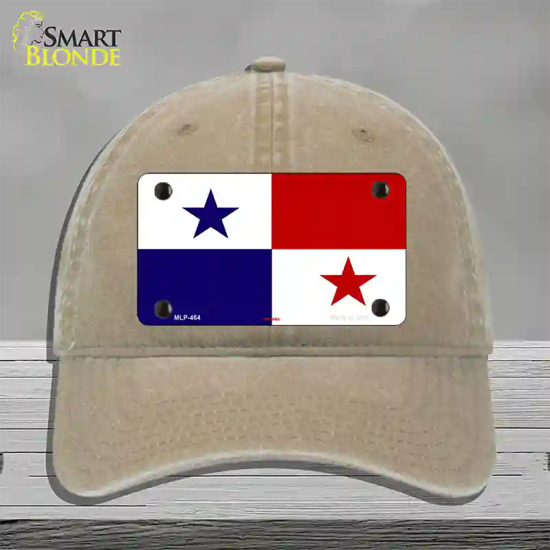 Panama Flag Novelty License Plate Hat Unconstructed Cotton / Khaki