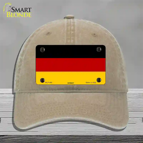 Germany Flag Novelty License Plate Hat Unconstructed Cotton / Khaki