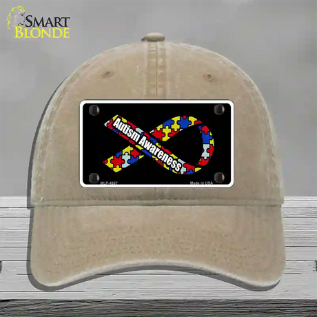 Autism Awareness Ribbon Novelty License Plate Hat Unconstructed Cotton / Khaki