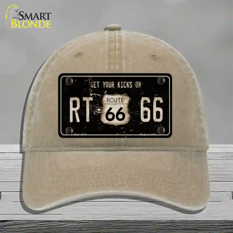 Route 66 Get Your Kicks Novelty License Plate Hat Unconstructed Cotton / Khaki