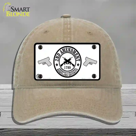 2nd Amendment Novelty License Plate Hat Unconstructed Cotton / Khaki