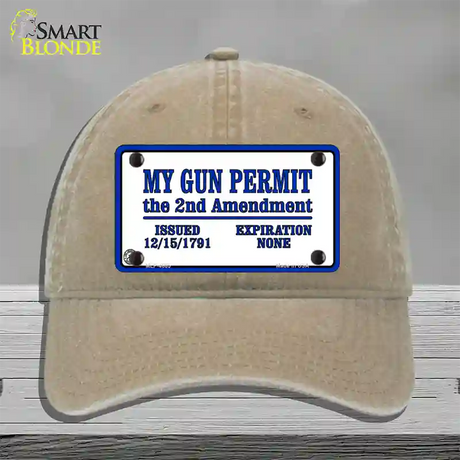 My Gun Permit Novelty License Plate Hat Unconstructed Cotton / Khaki