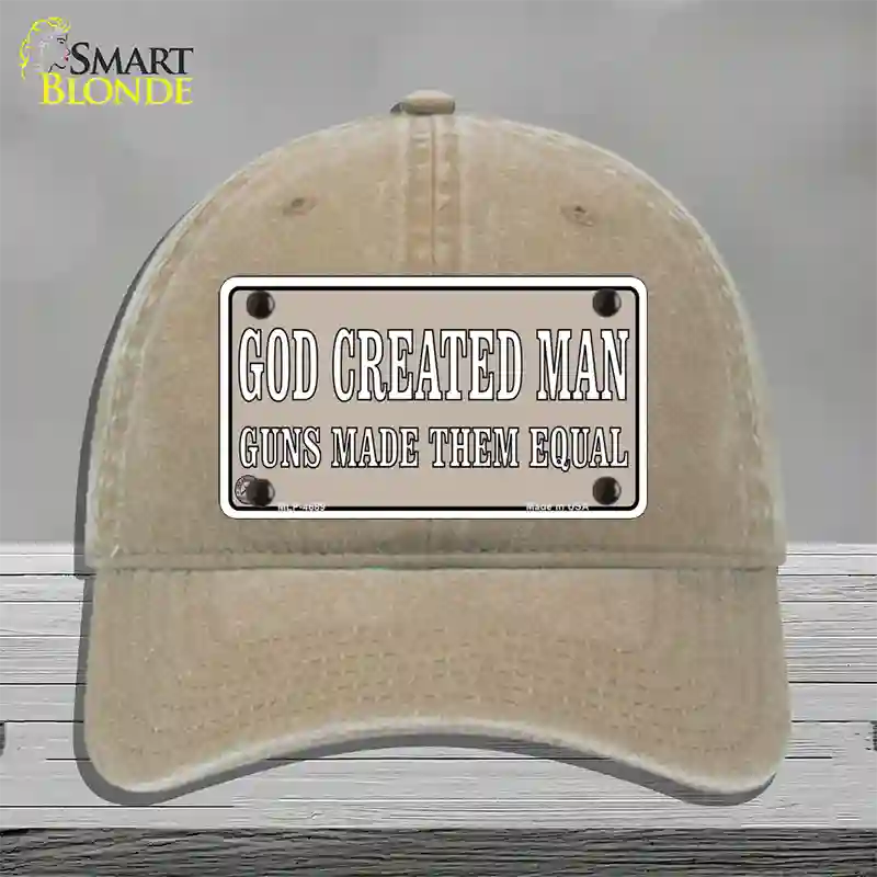 Guns Made Them Equal Novelty License Plate Hat Unconstructed Cotton / Khaki