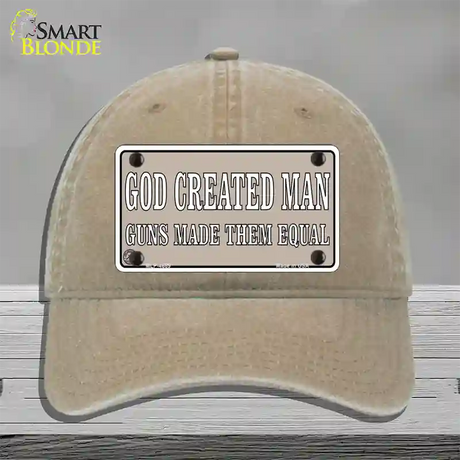 Guns Made Them Equal Novelty License Plate Hat Unconstructed Cotton / Khaki