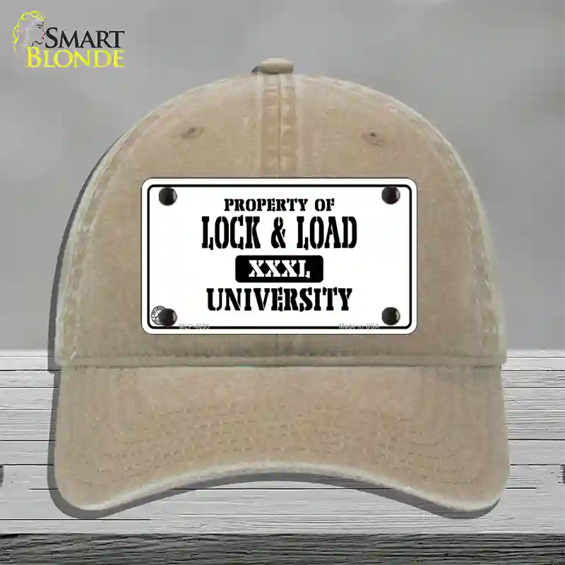 Lock And Load Novelty License Plate Hat Unconstructed Cotton / Khaki