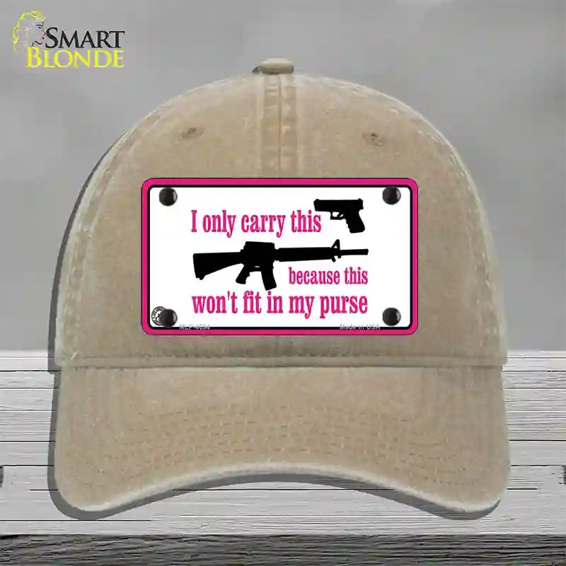 I Carry This Gun Novelty License Plate Hat Unconstructed Cotton / Khaki