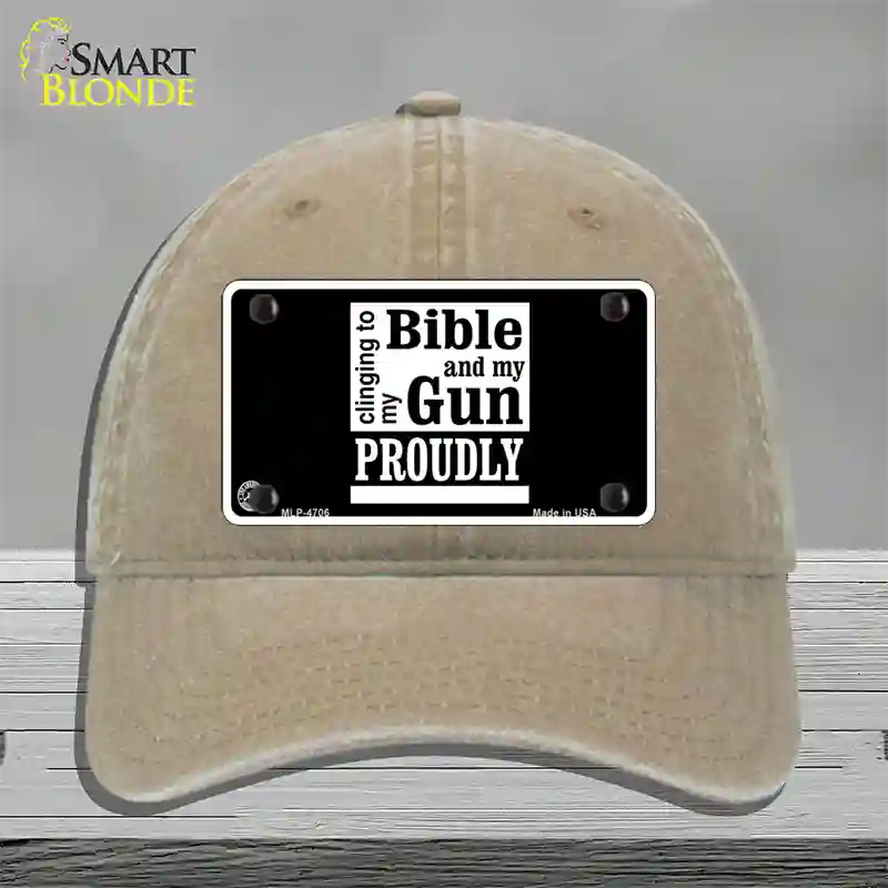 My Bible And My Gun Novelty License Plate Hat Unconstructed Cotton / Khaki