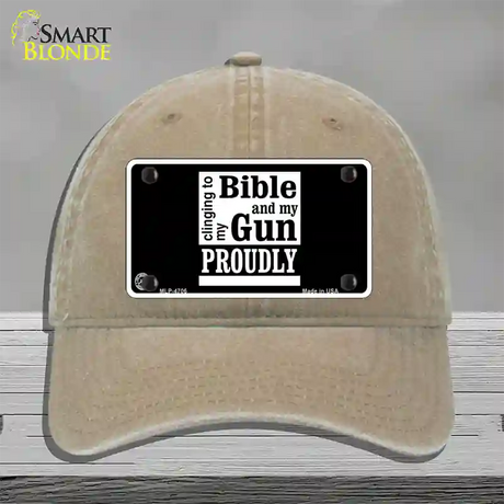 My Bible And My Gun Novelty License Plate Hat Unconstructed Cotton / Khaki