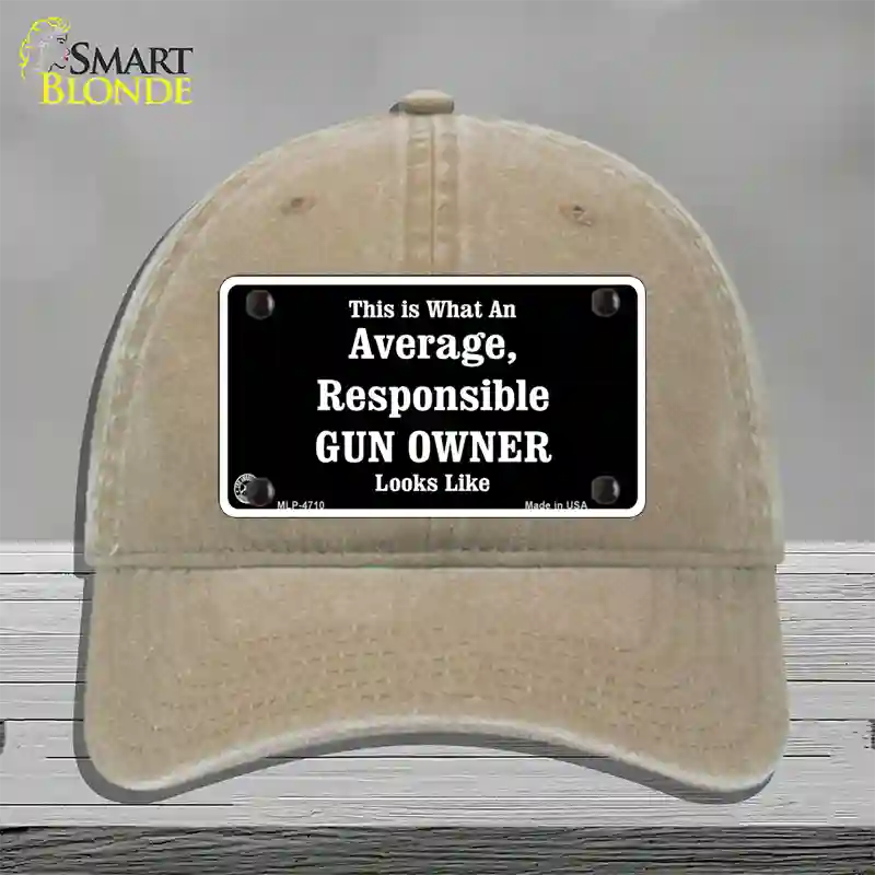 Average Gun Owner Novelty License Plate Hat Unconstructed Cotton / Khaki