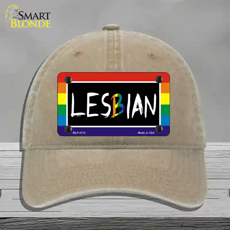 Lesbian Novelty License Plate Hat Unconstructed Cotton / Khaki