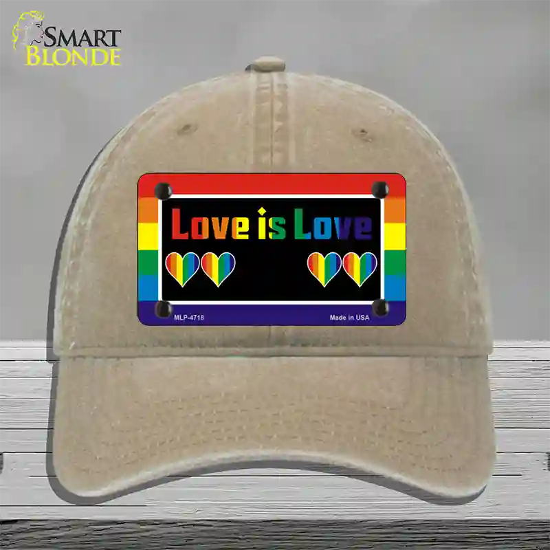 Love Is Love Novelty License Plate Hat Unconstructed Cotton / Khaki