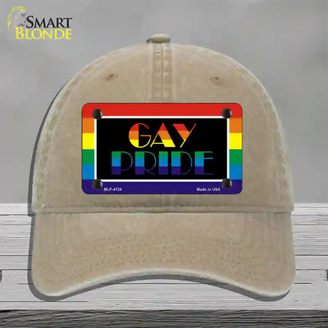 Gay Pride Novelty License Plate Hat Unconstructed Cotton / Khaki