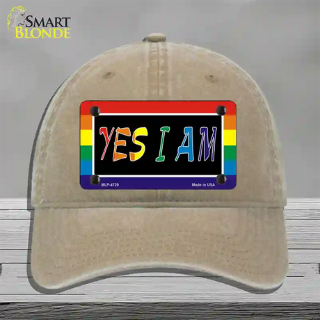 Yes I Am Novelty License Plate Hat Unconstructed Cotton / Khaki