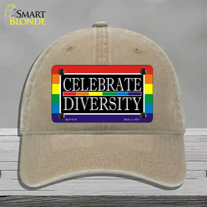 Celebrate Diversity Novelty License Plate Hat Unconstructed Cotton / Khaki