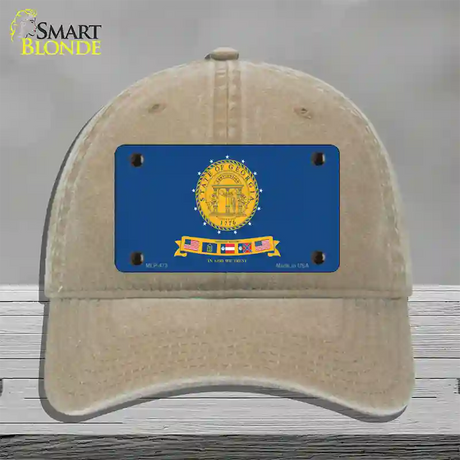 Georgia State Seal Novelty License Plate Hat Unconstructed Cotton / Khaki