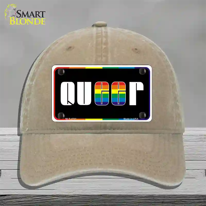 Queer Novelty License Plate Hat Unconstructed Cotton / Khaki