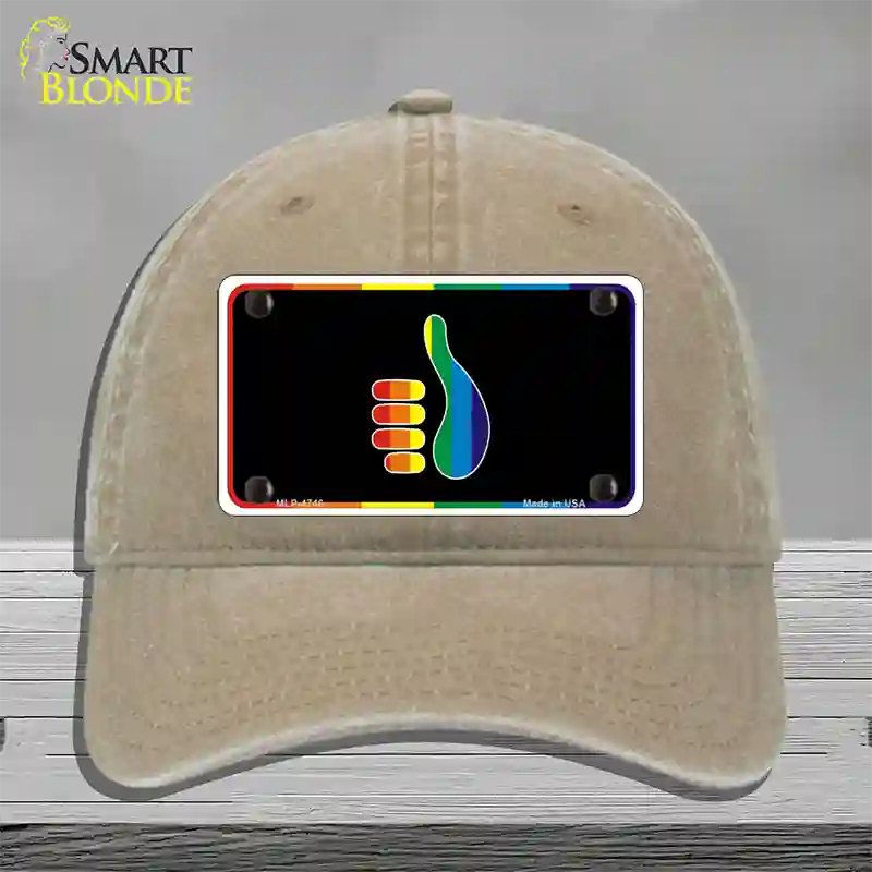 Thumbs Up Novelty License Plate Hat Unconstructed Cotton / Khaki