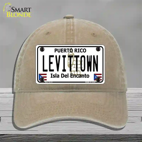 Levittown Puerto Rico Novelty License Plate Hat Unconstructed Cotton / Khaki