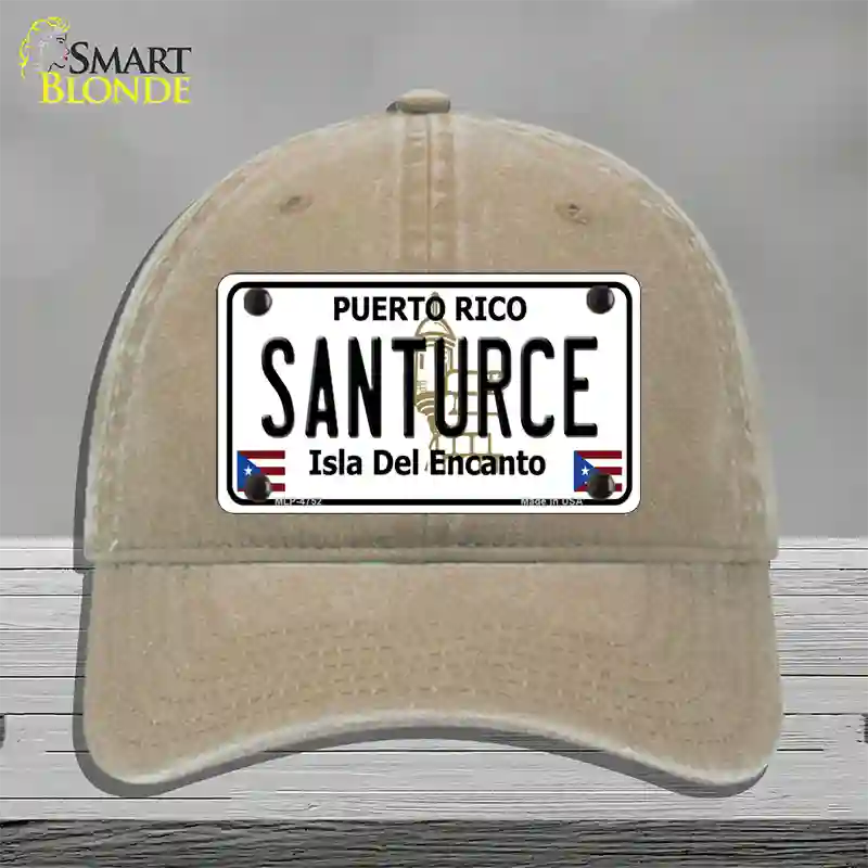 Santurce Puerto Rico Novelty License Plate Hat Unconstructed Cotton / Khaki