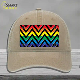 Rainbow Black Chevron Novelty License Plate Hat Unconstructed Cotton / Khaki