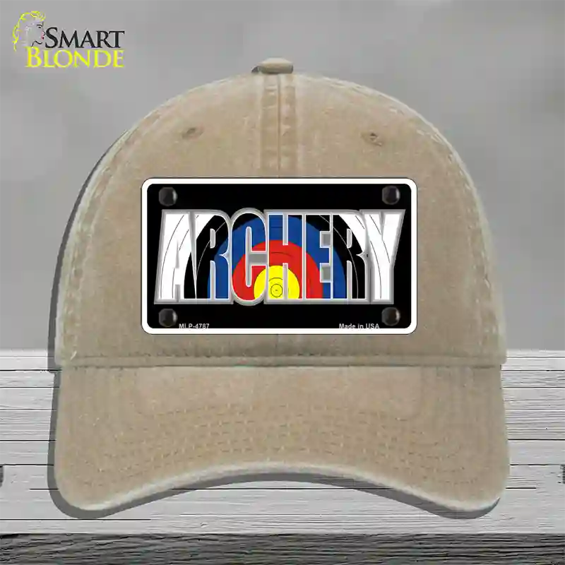 Archery Novelty License Plate Hat Unconstructed Cotton / Khaki