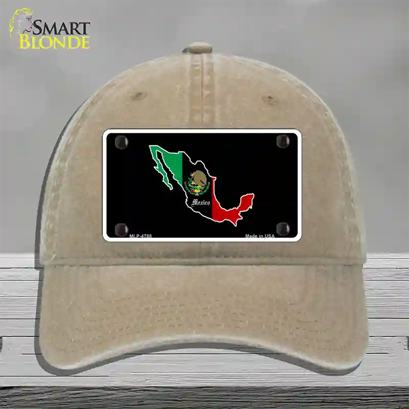 Mexico Outline Novelty License Plate Hat Unconstructed Cotton / Khaki