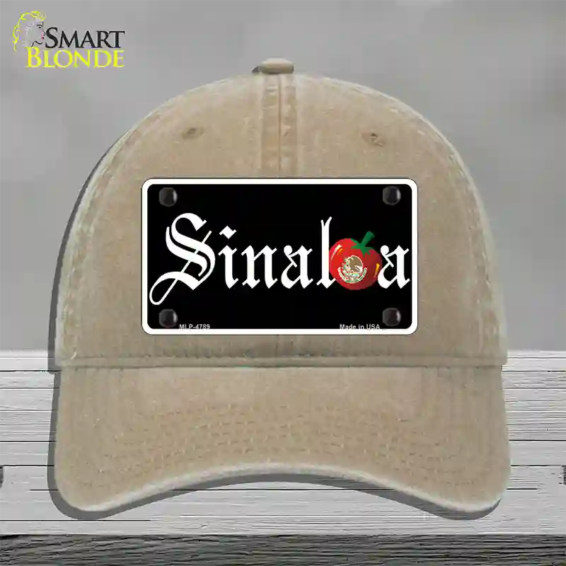 Sinaloa Black Novelty License Plate Hat Unconstructed Cotton / Khaki