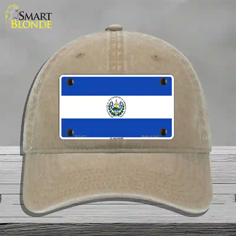 El Salvador Flag Novelty License Plate Hat Unconstructed Cotton / Khaki