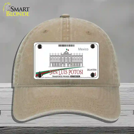 San Luis Potosi Mexico Novelty License Plate Hat Unconstructed Cotton / Khaki