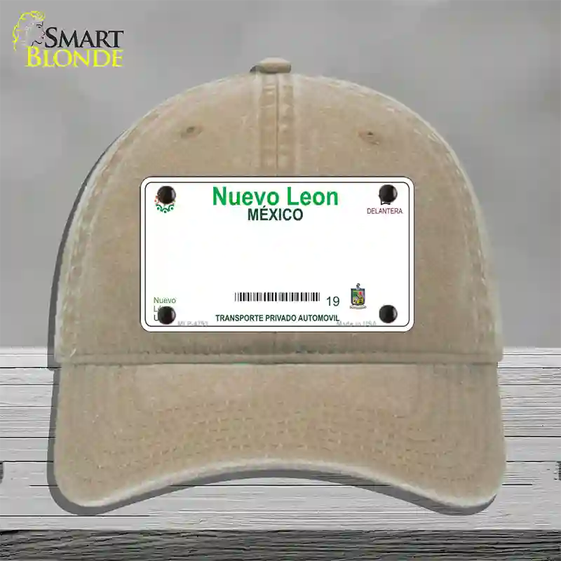 Nuevo Leon Mexico Blank Novelty License Plate Hat Unconstructed Cotton / Khaki