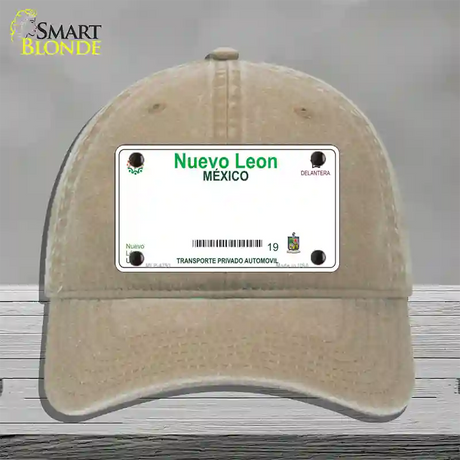 Nuevo Leon Mexico Blank Novelty License Plate Hat Unconstructed Cotton / Khaki