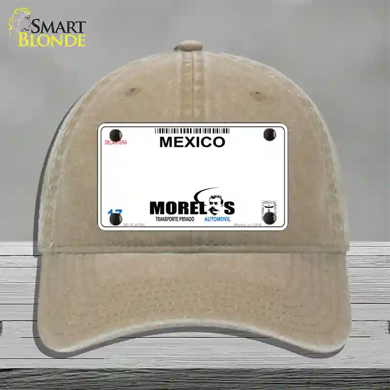 Morelos Mexico Novelty License Plate Hat Unconstructed Cotton / Khaki