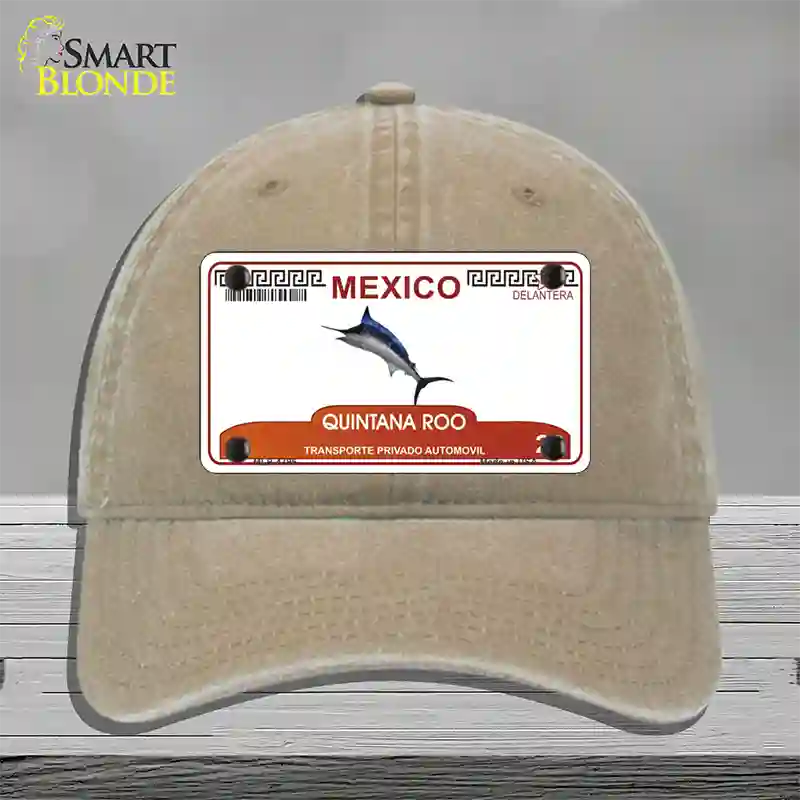 Quintana Roo Mexico Novelty License Plate Hat Unconstructed Cotton / Khaki