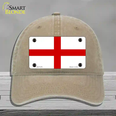 England Flag Novelty License Plate Hat Unconstructed Cotton / Khaki