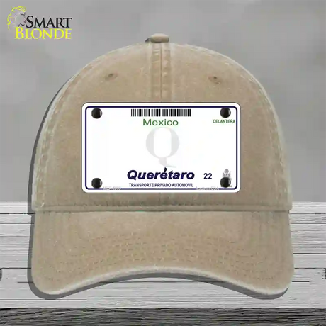 Queretaro Mexico Blank Novelty License Plate Hat Unconstructed Cotton / Khaki