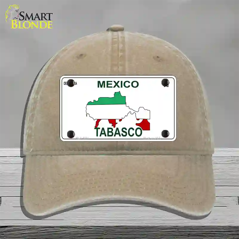 Tabasco Mexico Novelty License Plate Hat Unconstructed Cotton / Khaki