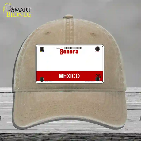 Sonora Mexico Novelty License Plate Hat Unconstructed Cotton / Khaki