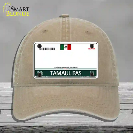 Tamaulipas Mexico Blank Novelty License Plate Hat Unconstructed Cotton / Khaki