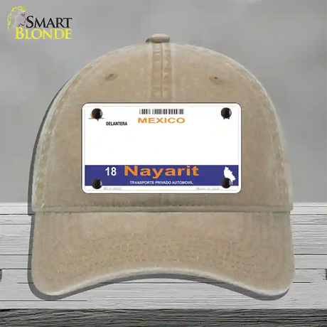 Nayarit Mexico Novelty License Plate Hat Unconstructed Cotton / Khaki