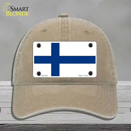 Finland Flag Novelty License Plate Hat Unconstructed Cotton / Khaki