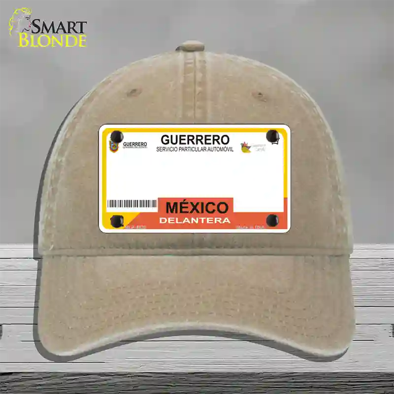 Guerrero Mexico Blank Novelty License Plate Hat Unconstructed Cotton / Khaki