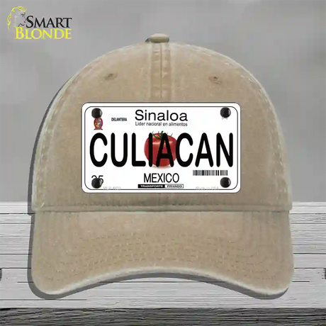 Culiacan Mexico Novelty License Plate Hat Unconstructed Cotton / Khaki