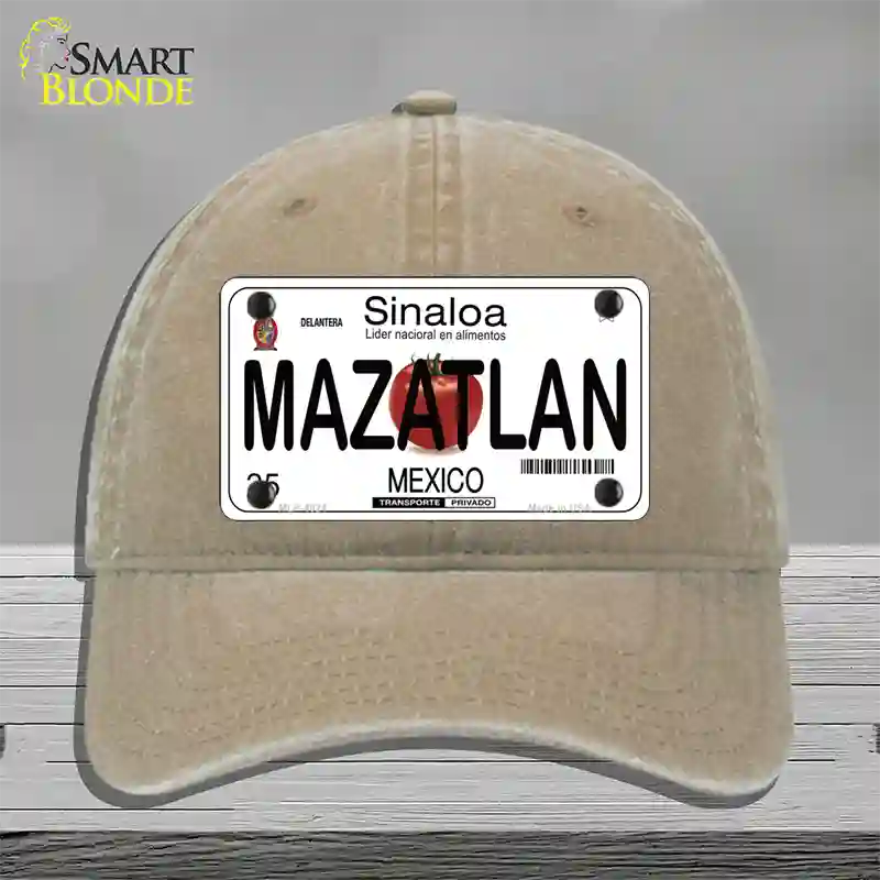 Mazatlan Mexico Novelty License Plate Hat Unconstructed Cotton / Khaki