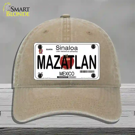 Mazatlan Mexico Novelty License Plate Hat Unconstructed Cotton / Khaki