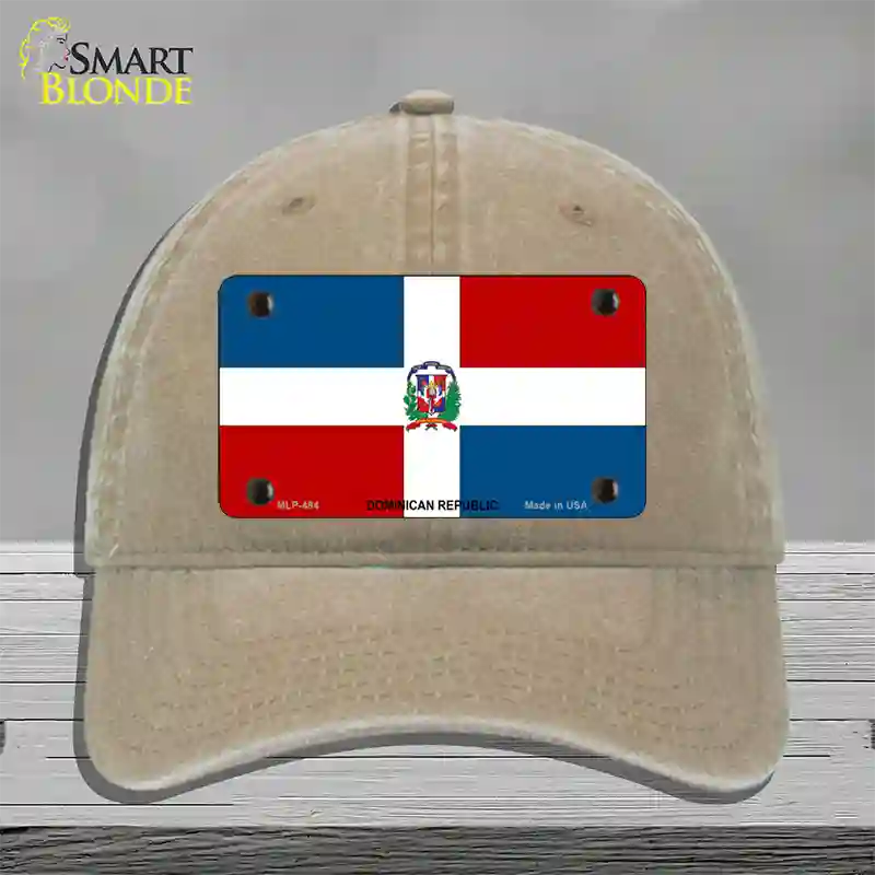 Dominican Republic Flag Novelty License Plate Hat Unconstructed Cotton / Khaki