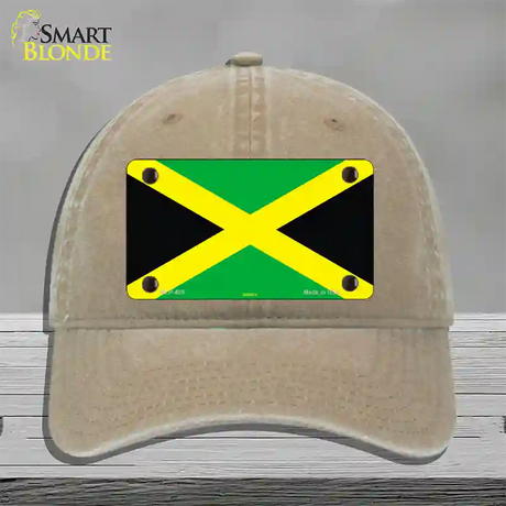 Jamaica Flag Novelty License Plate Hat Unconstructed Cotton / Khaki