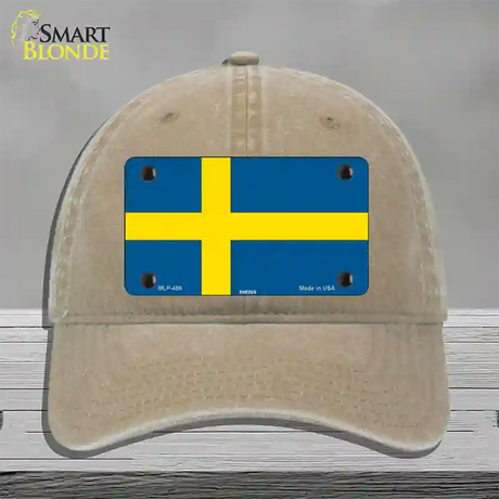 Sweden Flag Novelty License Plate Hat Unconstructed Cotton / Khaki